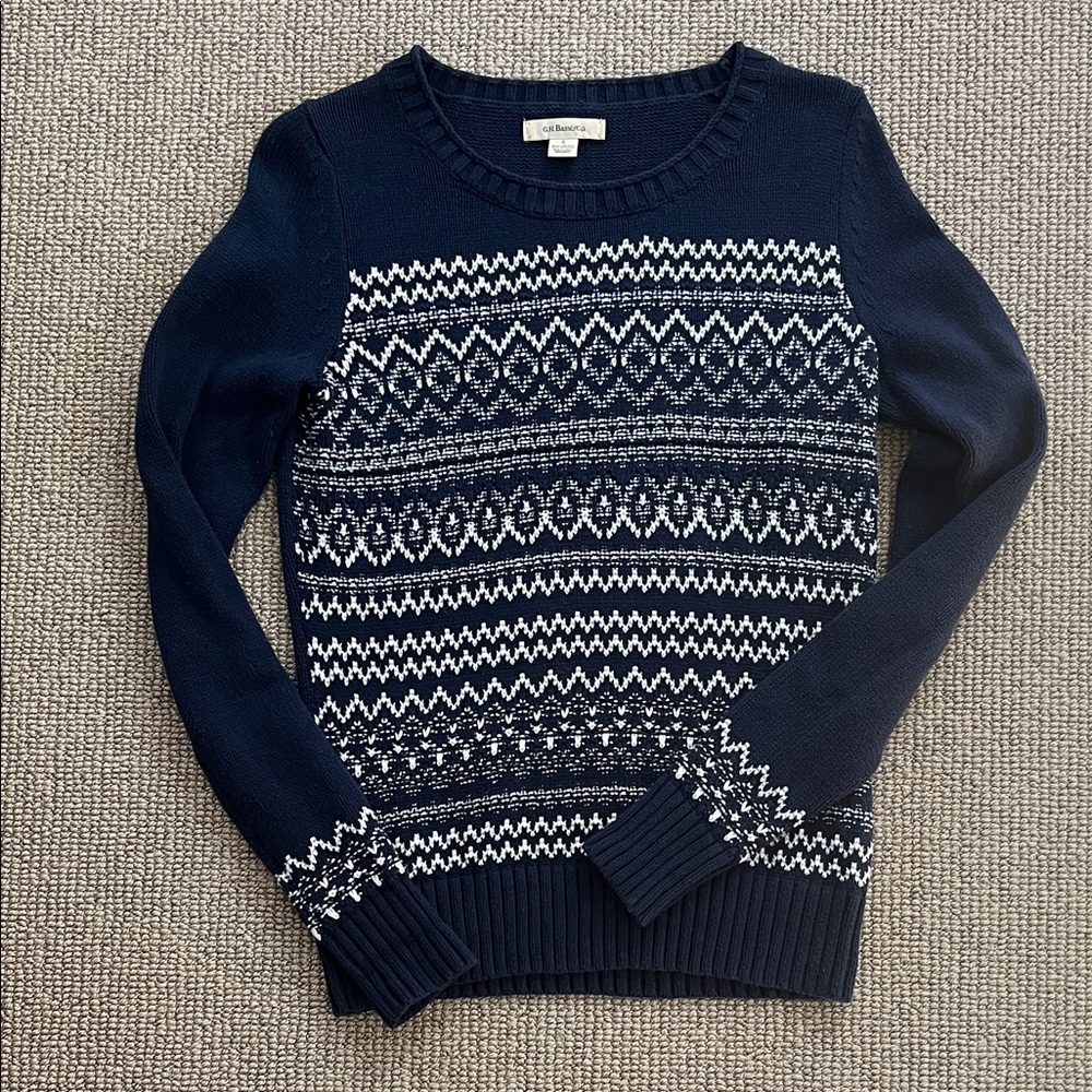 G H Bass Navy and White Patterned Sweater